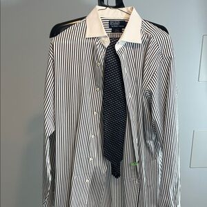 Ralph Lauren Blue Label Black and White Striped Dress Shirt. Regent classic fit